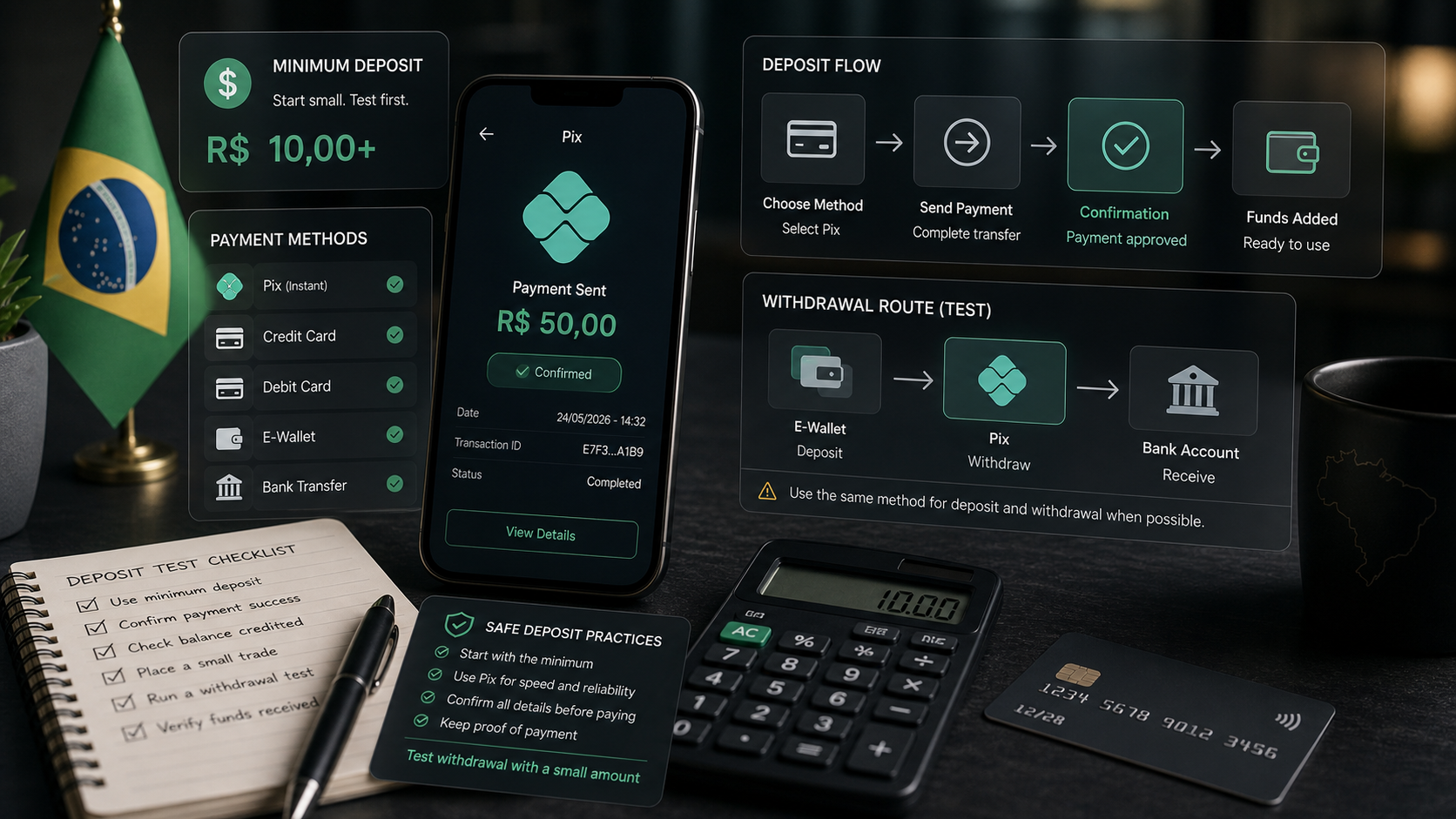 Depósito mínimo na Quotex: Pix, métodos e cuidados